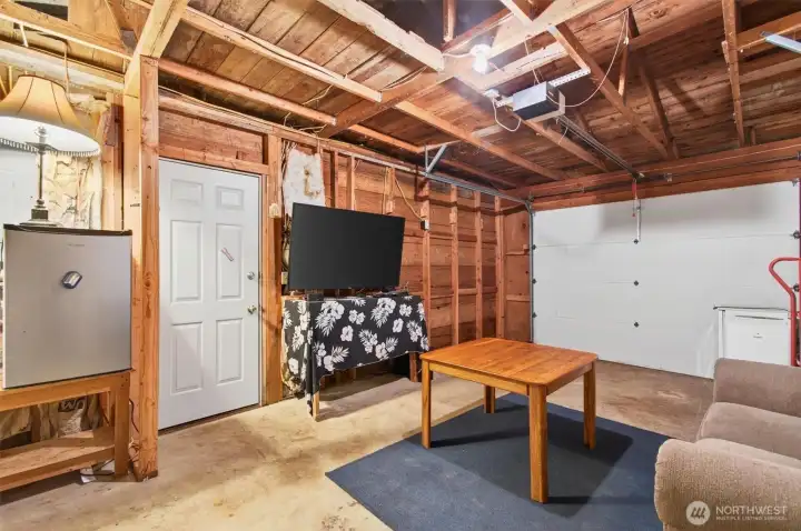 large garage area, currently used as extra living space