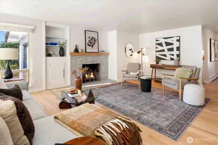 This living room leads to the formal dining room.