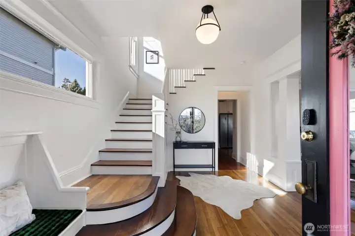 Foyer is spacious with built in seating