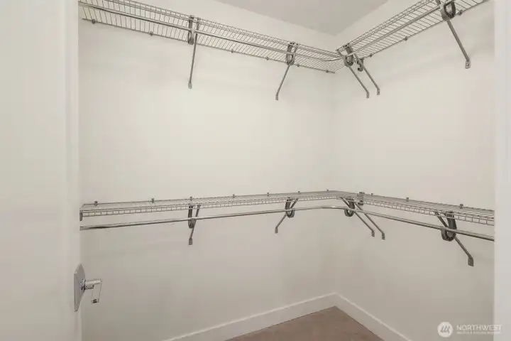 Walk-in closet off the primary bathroom.