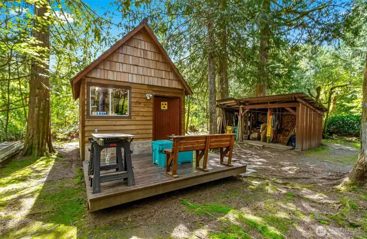 Open Front Woodshed to Right of Work Shop