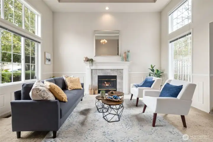 Looking straight on you can see all how large the room is, and how much more furniture it can accomodate.