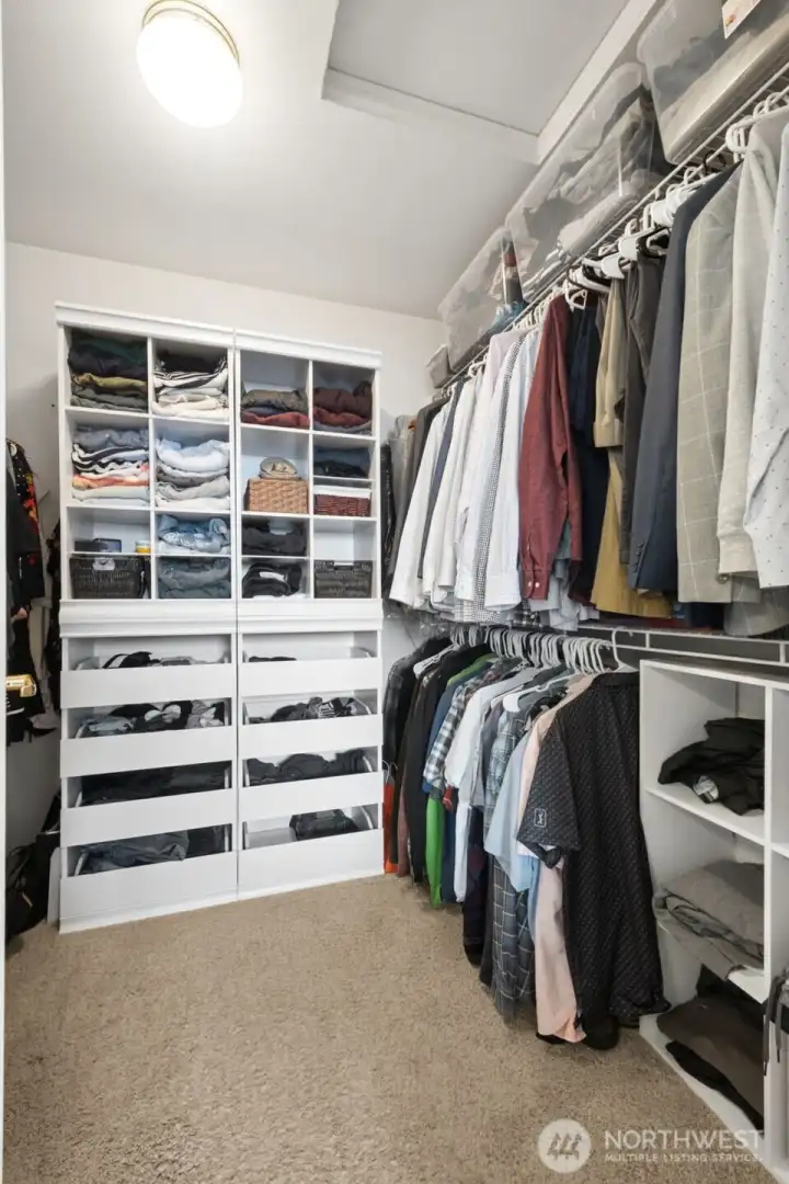 Sellers recently added storage to the primary walk-in-closet.