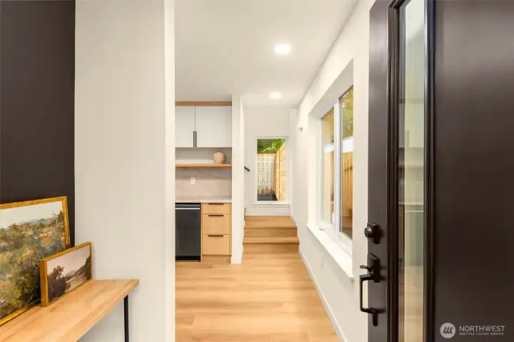 Entryway with sitting area