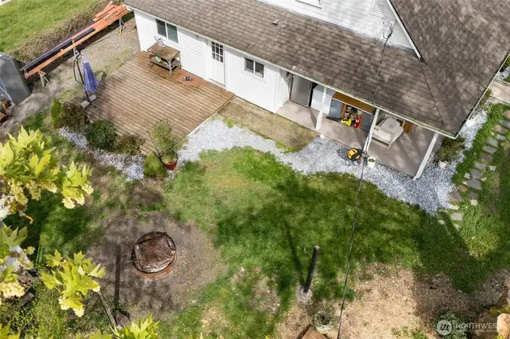 Birds eye view of the west side of home.