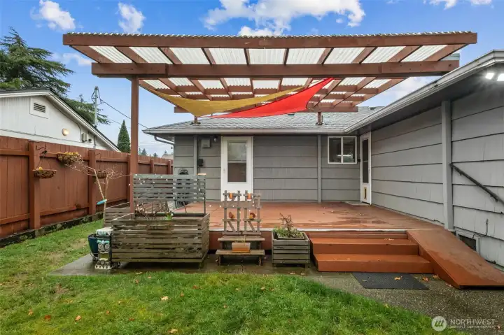 The all-seasons rear deck is private and quiet