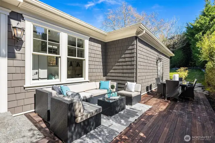 Private deck off the kitchen for entertaining or relaxing.