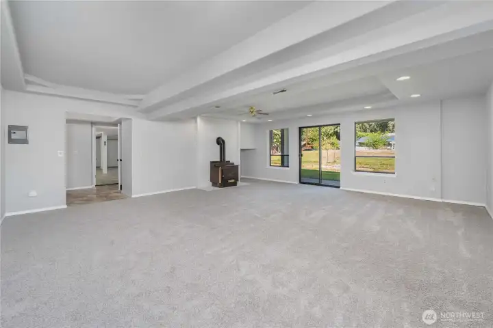 Large Bouns Room/Family Room with Wood Stove