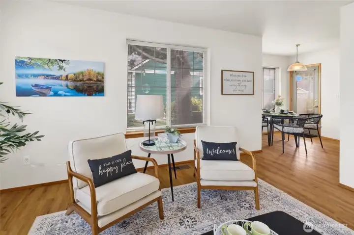 Curl up and relax in a living room designed for comfort and connection.