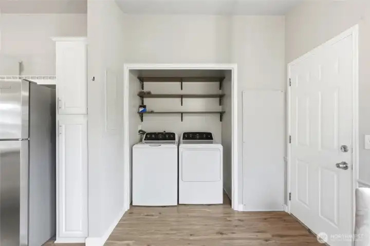 Washer and Dryer with extra storage shelves