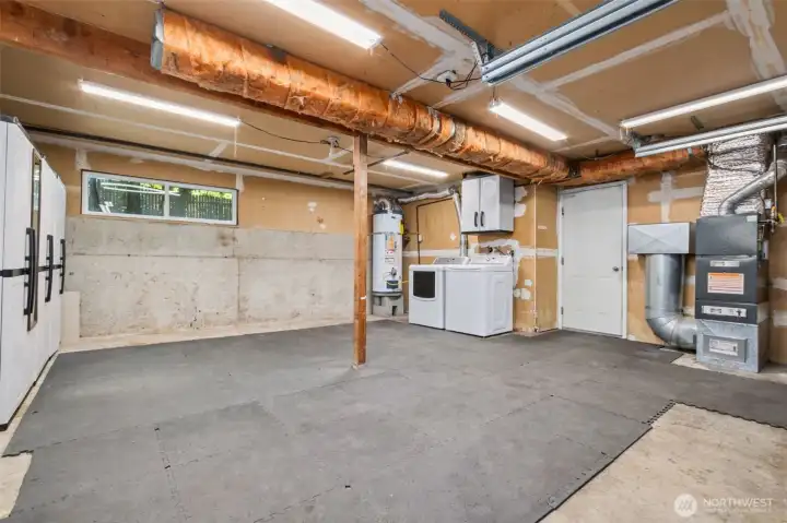 Storage units and washer & dryer stay!! Note: new insulated garage doors were installed in 2013 as well as the addition of a fireproof entry door from the house to the garage.