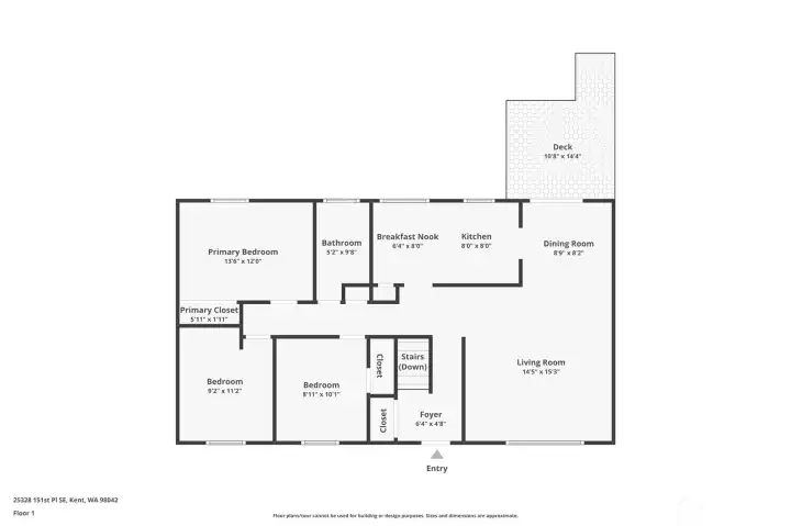 UPPER LEVEL FLOORPLAN. The larger room is noted as the Primary Bedroom. Whereas the owners used the lower level as their primary bedroom. Either/Or is your option!