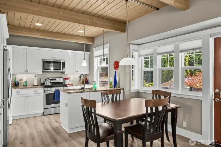 Open concept kitchen eating area and living room