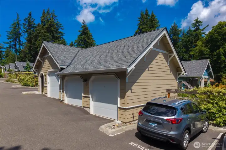 Garage is the first door on the right - located at the top of the ramp