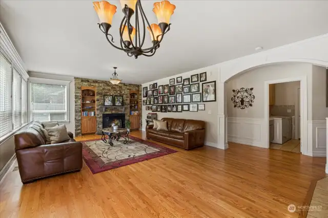 Family room view from kitchen