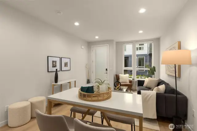 A thoughtful design that maximizes space while providing a welcoming dining area. The modern aesthetic and quality finishes create a sense of warmth and style.