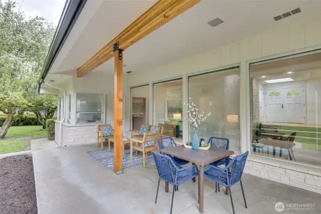 Covered patio space for evening dining or a morning sip of coffee