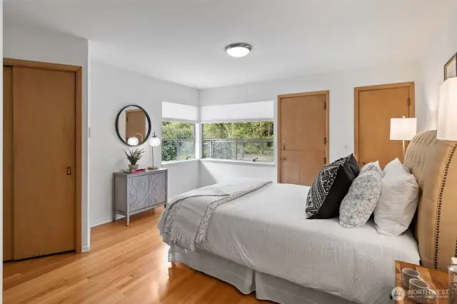 Primary is spacious and has access to outside - features 2 closets
