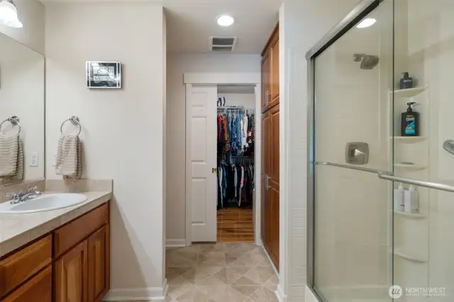 Recent upgrades include the custom-built linen closet and walk-in shower.