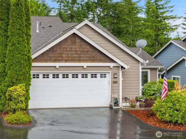Two car garage and plenty of extra storage, too.