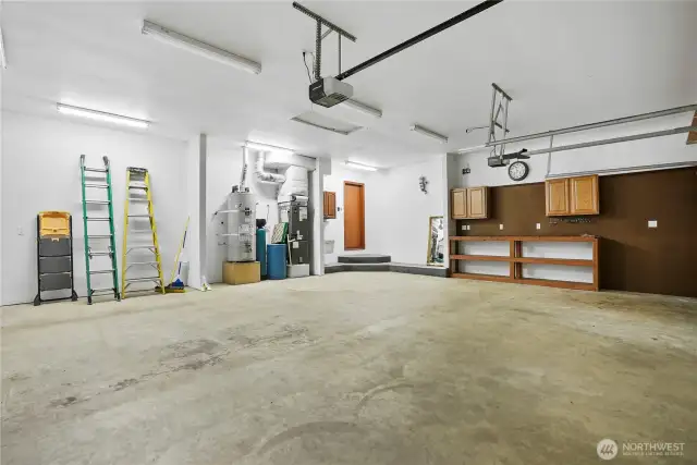 Generous 3-car garage with plenty of storage & attic access