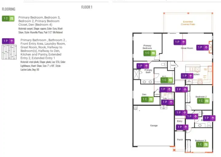 Flooring diagram w/ gourmet kitchen