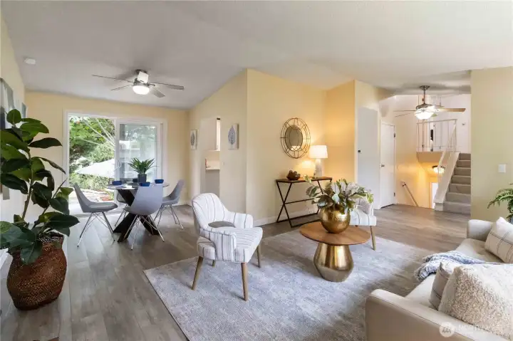 Bright dining area off the living room with seamless indoor-outdoor flow.