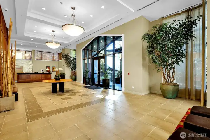Entry off Terry Avenue, Concierges desk.