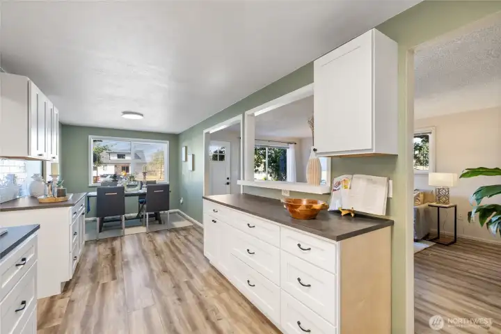 Such great counter space and a large dining room!
