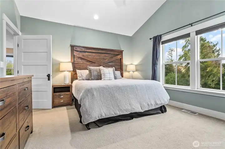 Vaulted ceilings create an open and airy feel.