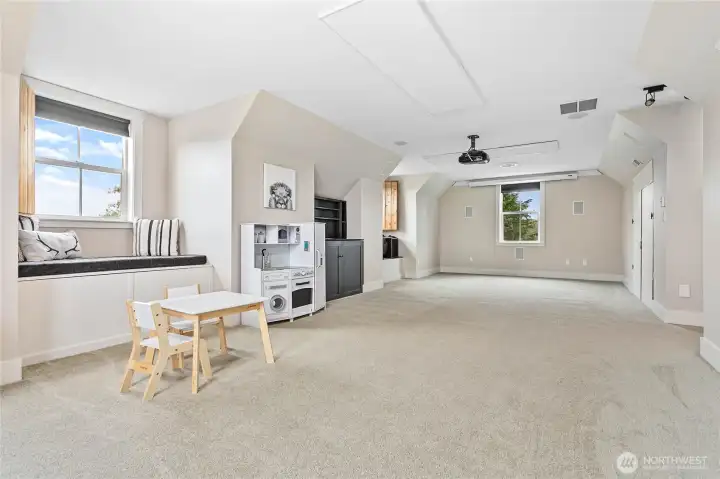 Has been used as an in-home theater and playspace.