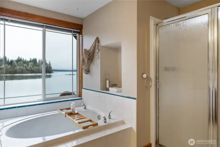 Tub window is perfect for eve sunsets