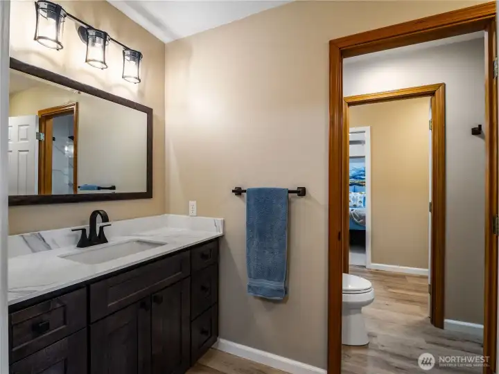 Updated vanity, across from walk-in closet