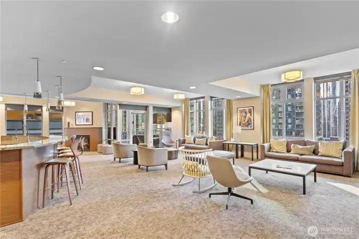 Giant Owner's Lounge with full kitchen that can be reserved for your private parties or used with others as a communal space when not reserved.