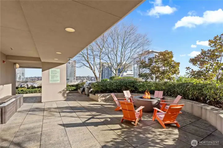 Rooftop firepit, available for use by all residents