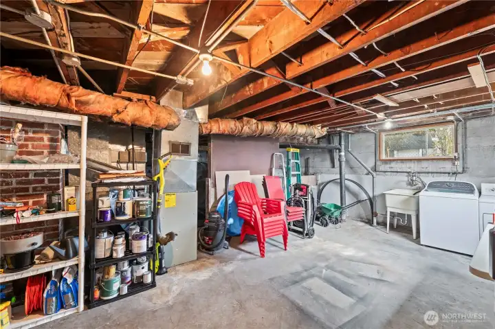Unfinished Basement with Laundry