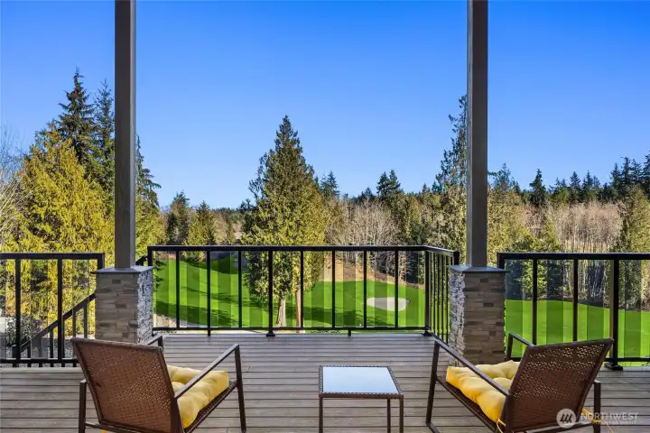 Covered lower deck with fire place