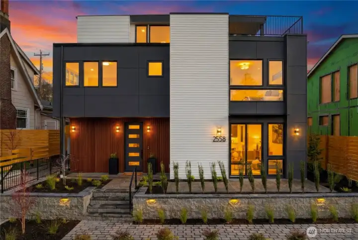 Modern front facade of the residence