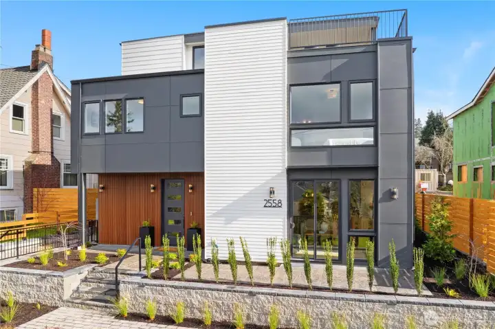 Modern front facade of the residence