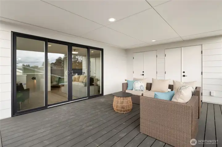 Large outdoor patio area on the 3rd level with water, city, mountain and territorial views.