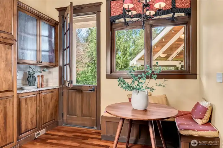 Breakfast nook open to back deck.