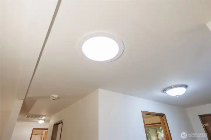 There are 4 solar tube lights throughout the home.