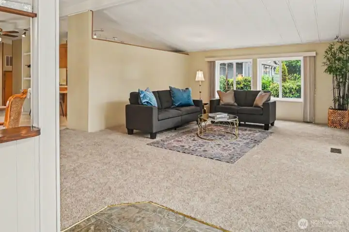 Entry way leads into large living space
