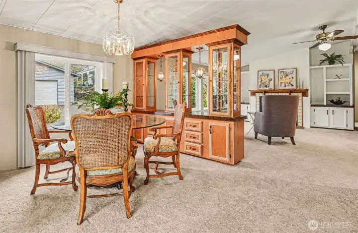 Spacious dining area leads to a second seating area
