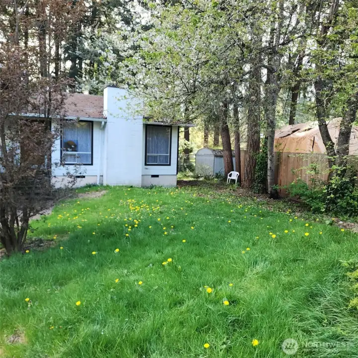 Large front yard, view is of right side