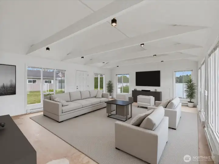 Virtually Staged Family Room.