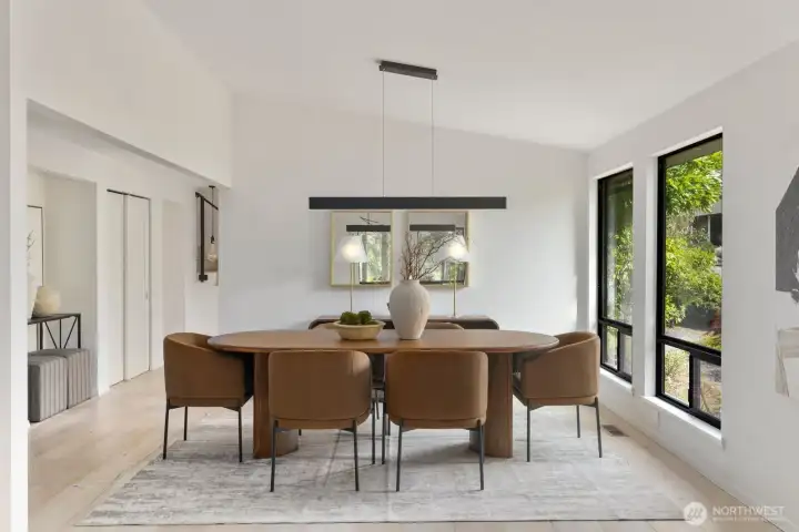 Light-flooded dining room