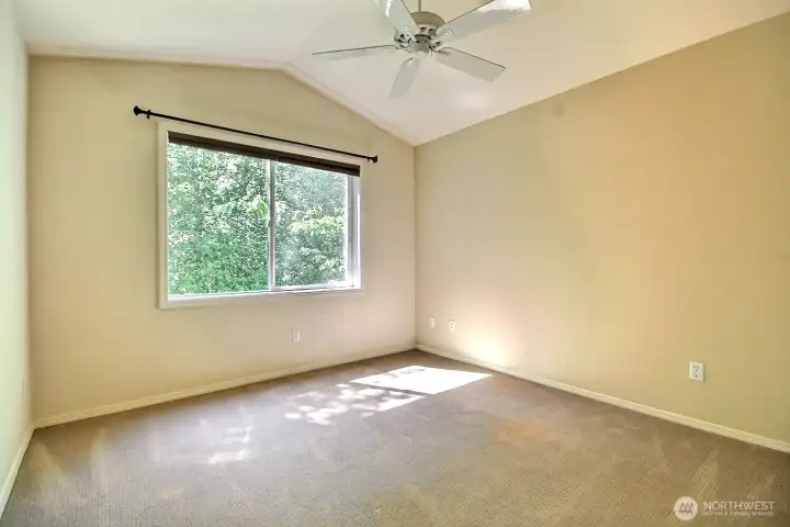 Well-appointed upper guest bedroom with vaulted ceilings offers flexibility, comfort, and charm. Well-appointed upper guest bedroom with vaulted ceilings offers flexibility, comfort, and charm.