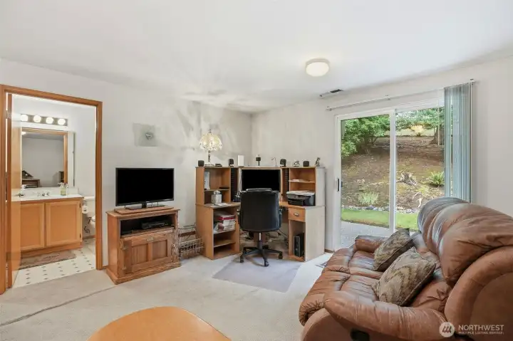 Lower level living room. Lower level living room.
