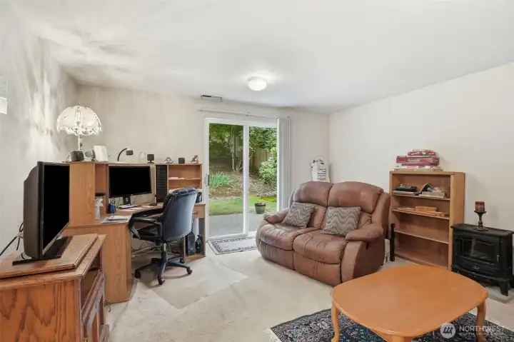 Lower level living room. Lower level living room.